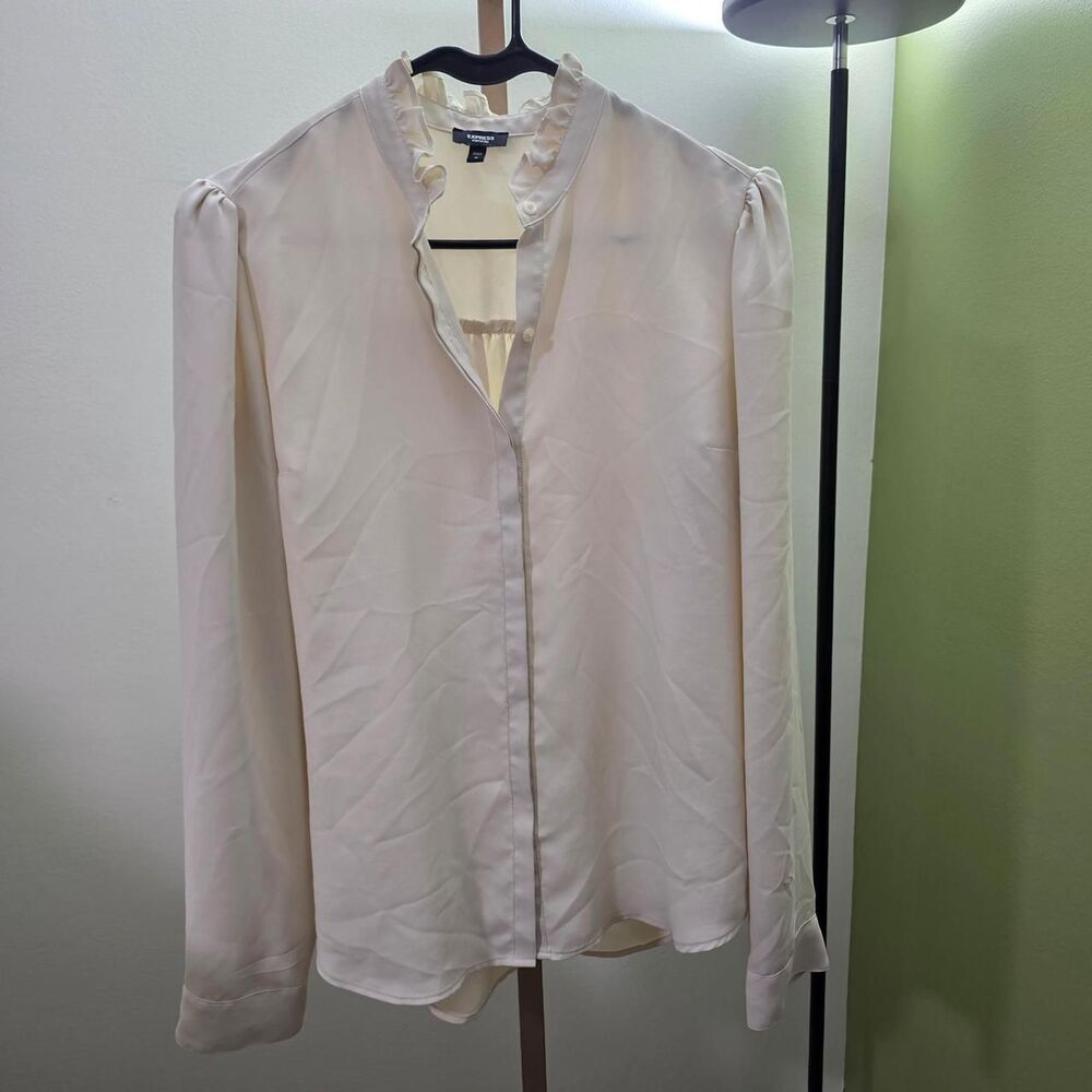 Express Women's White and Cream Blouse